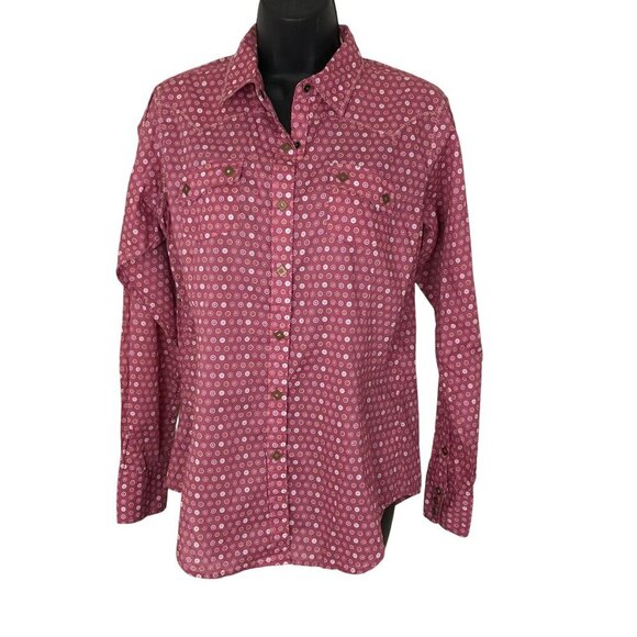 Ariat Western Inspired Pink Button Down Shirt With Snaps Size M - Picture 1 of 9